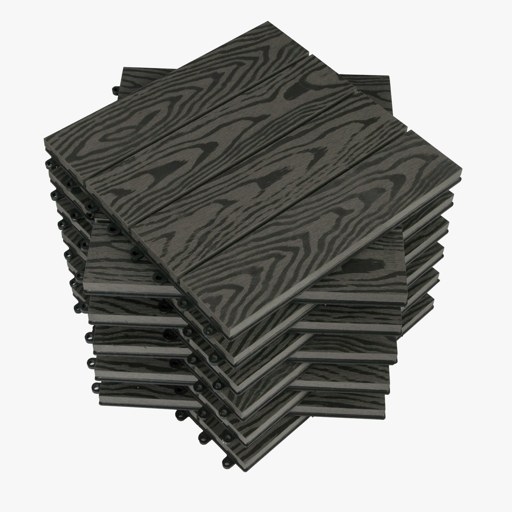 Brown WPC Interlocking Deck Tiles 30x30cm - view 2