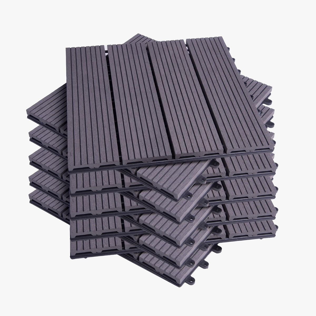 Anthracite WPC Interlocking Deck Tiles 30x30cm - view 2