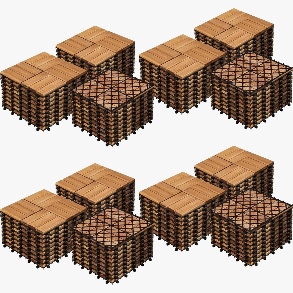 5 cm Acacia Wood Interlocking Deck Tiles Waterproof - view 2