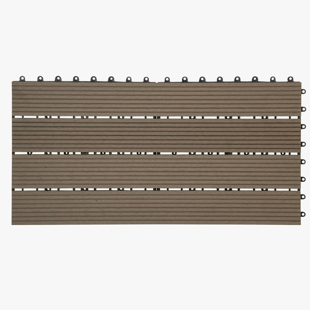 30x60 cm Composite Interlocking Deck Tiles in Warm Brown