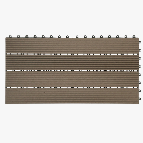 30x60 cm Composite Interlocking Deck Tiles in Warm Brown
