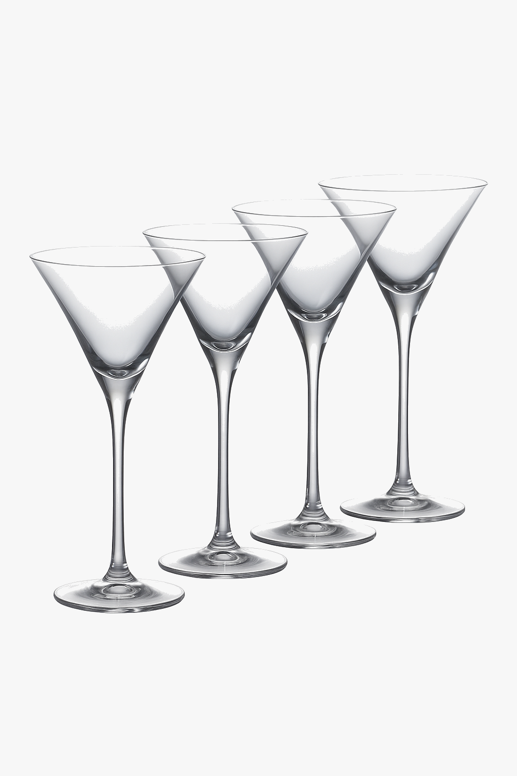 Set of 4 elegant glass martini glasses 130ml