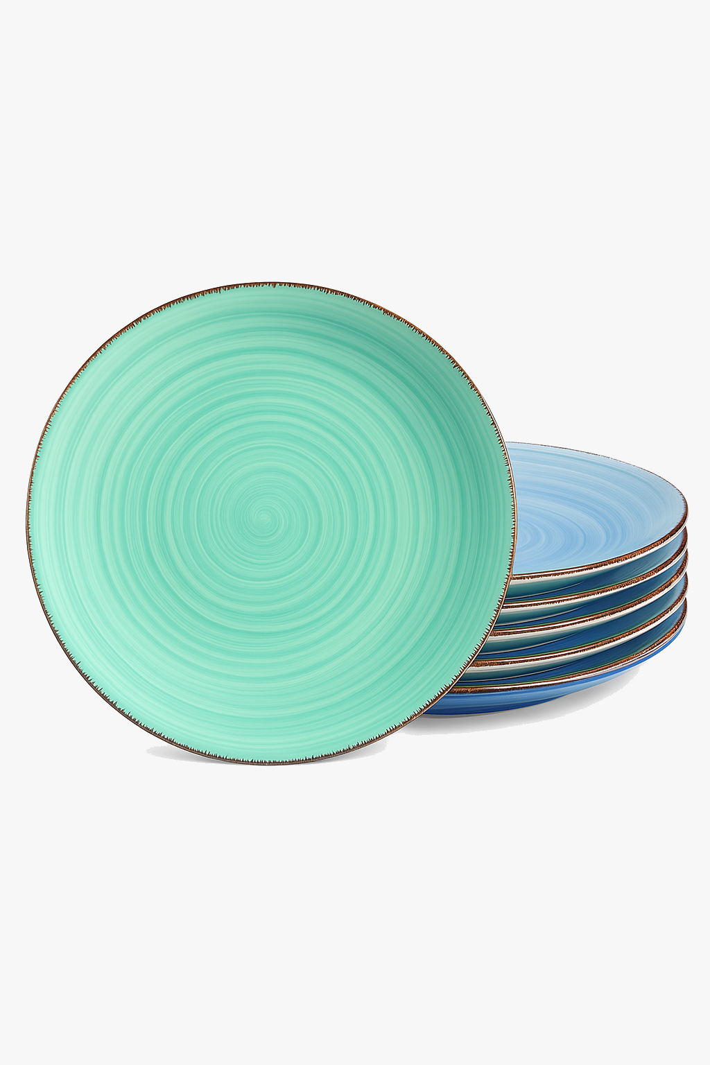 Set plates green geometric pattern service complete table