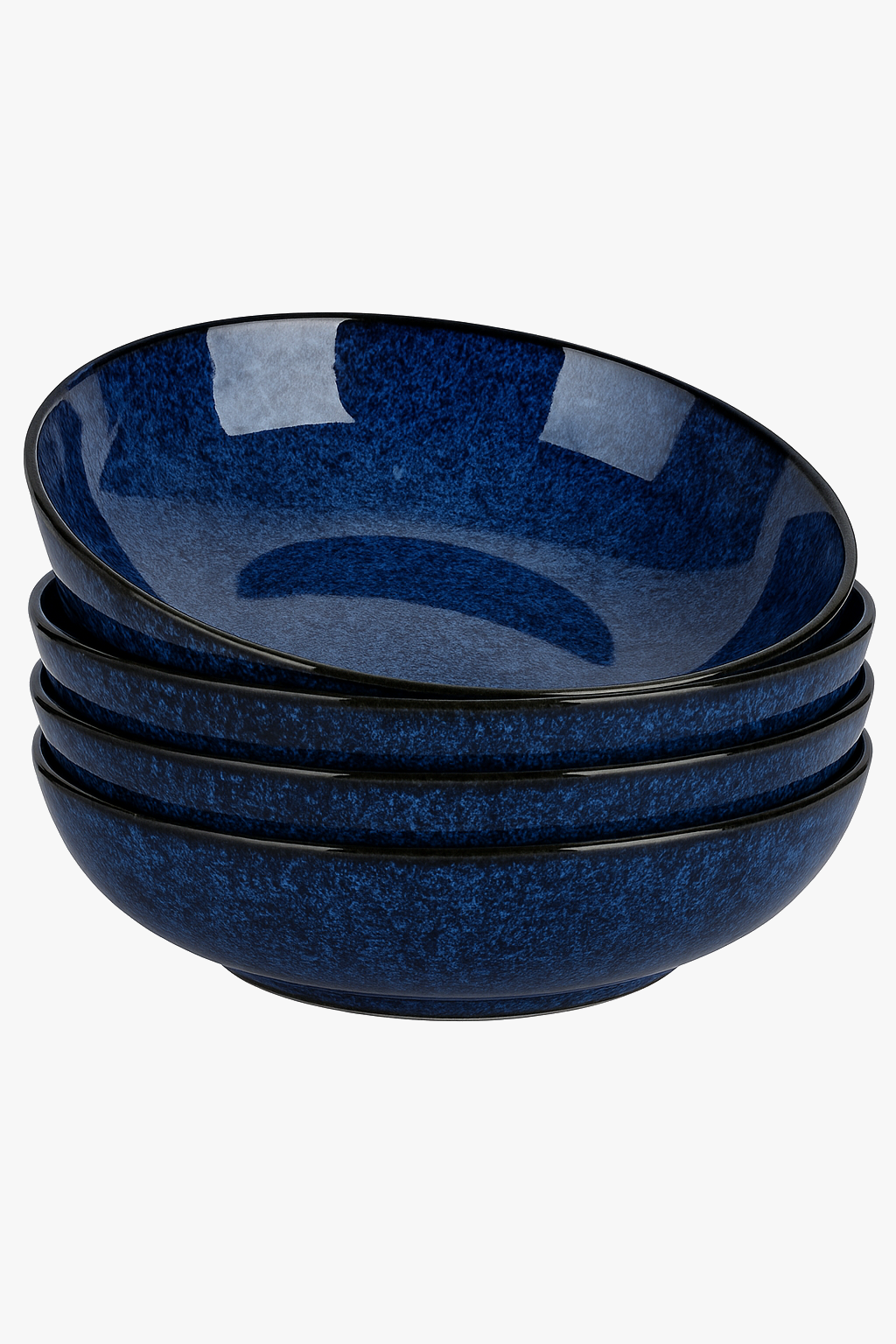 Set of handcrafted reactive enamel sandstone bowls