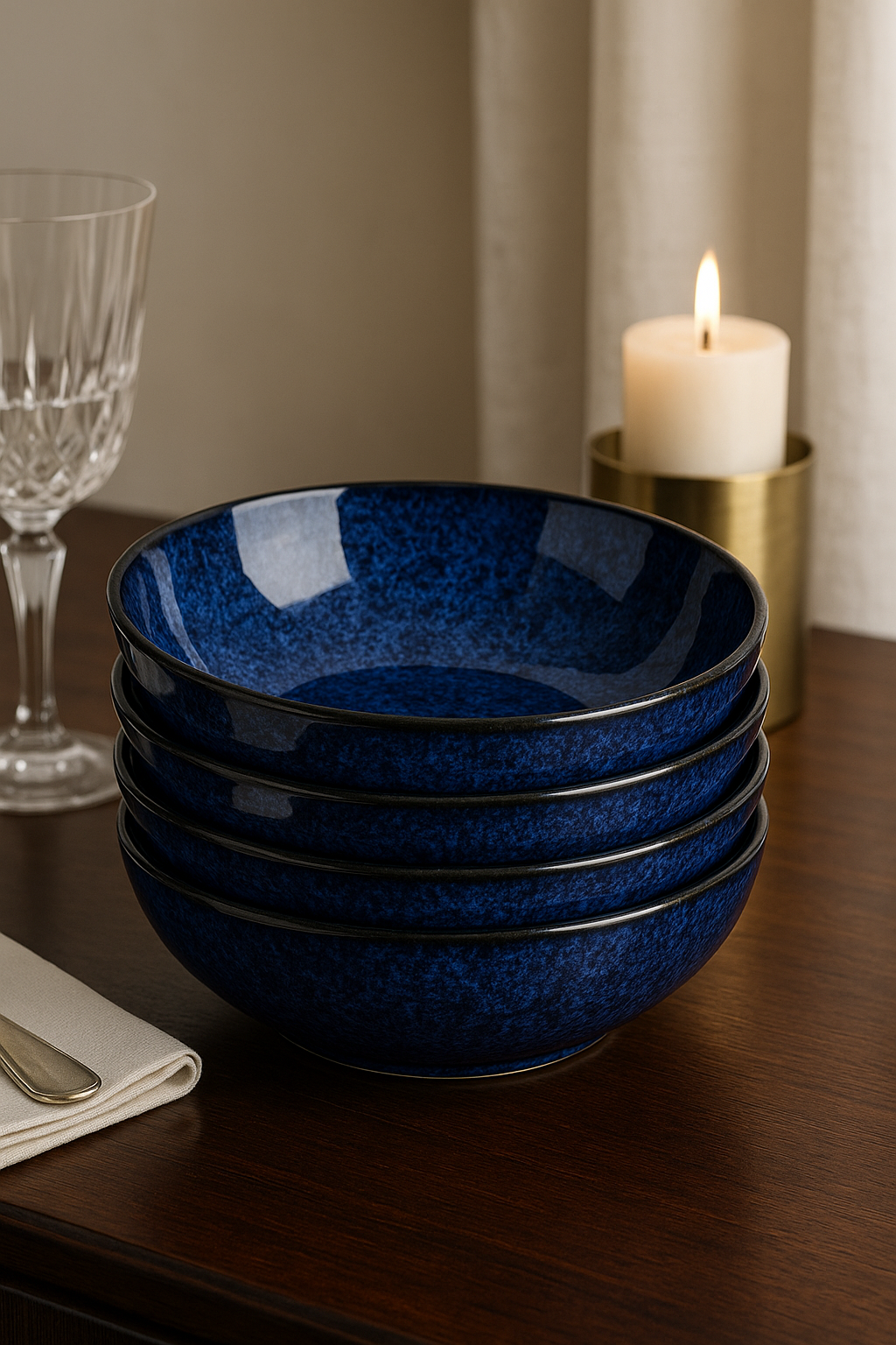 Set of handcrafted reactive enamel sandstone bowls - view 2