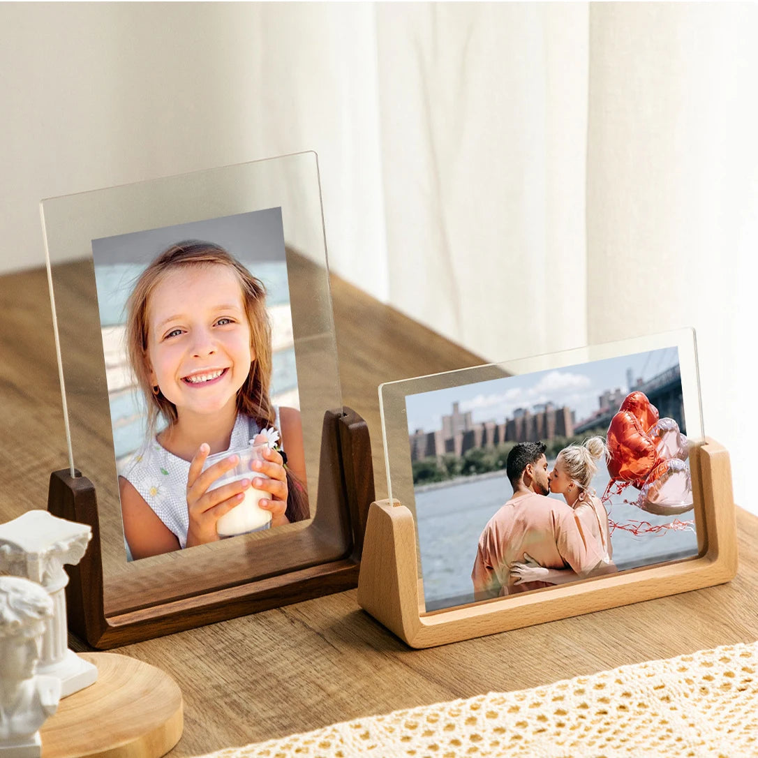 Set of photo frames in creative wood modern design