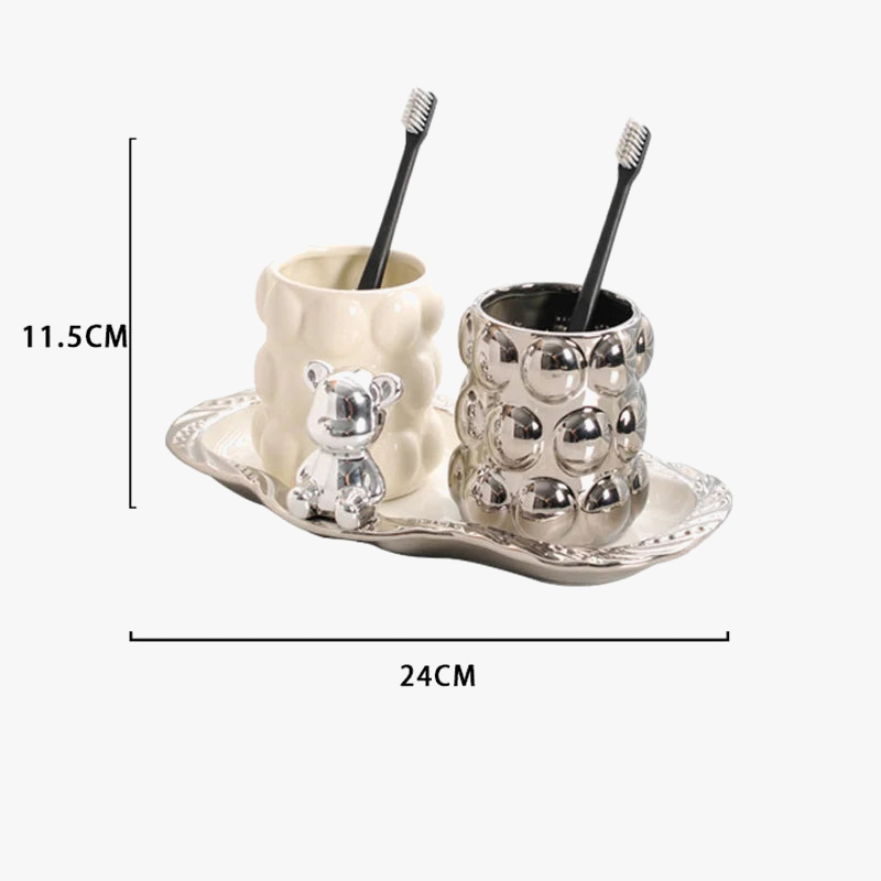 Set of ceramic cups for luxury lovers bathroom accessories - view 6