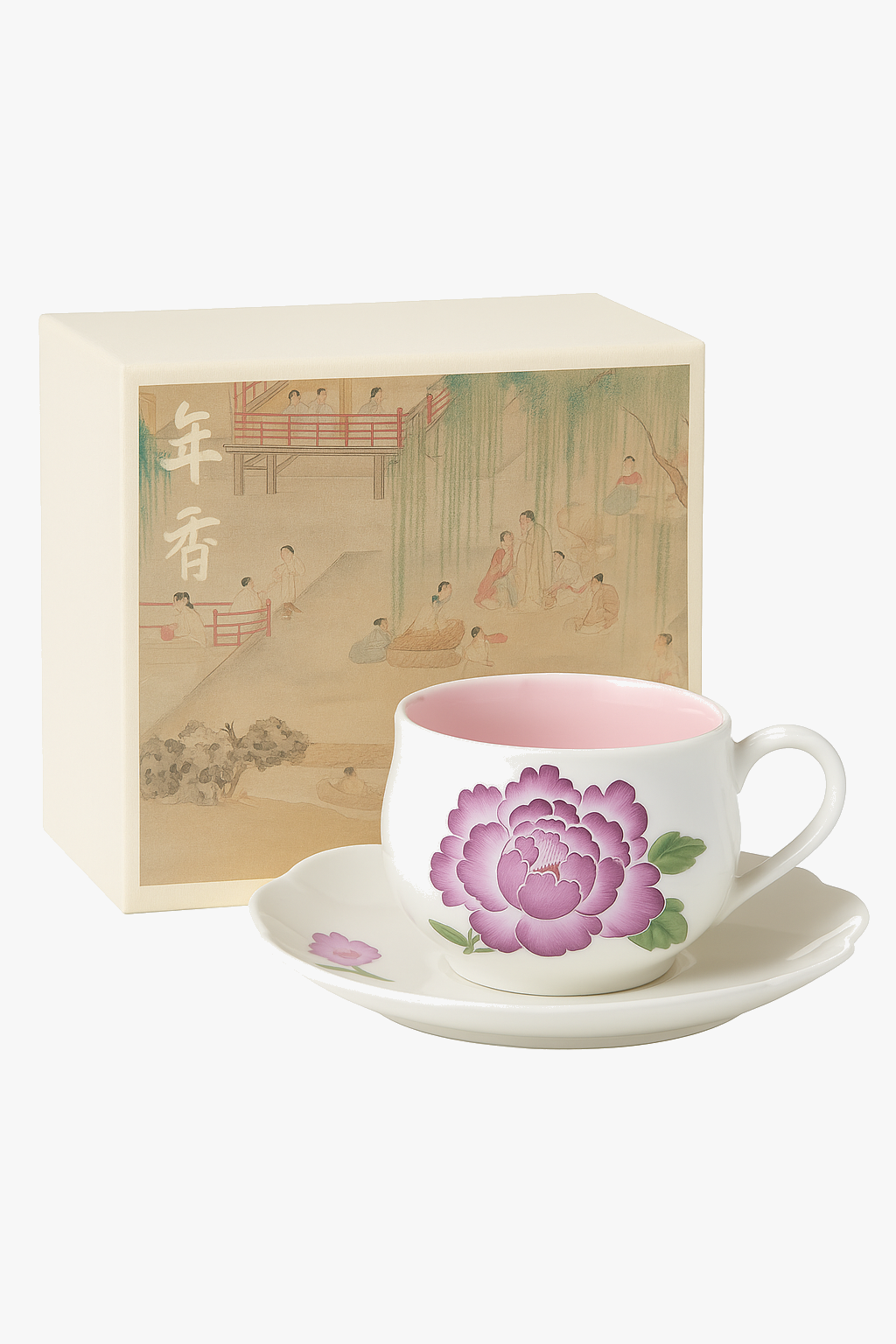 Chinese style ceramic coffee cup set refined saucer