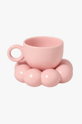 Ceramic Cup Set with Cloud Design and Flower Saucer