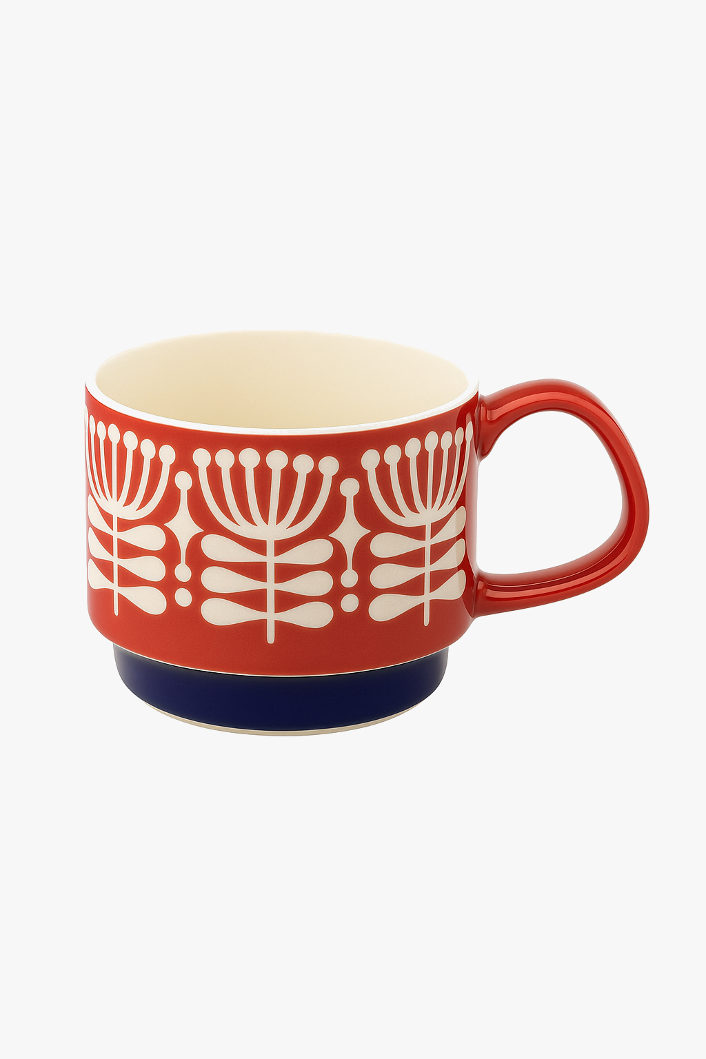 Set Japanese retro style floral ceramic cups