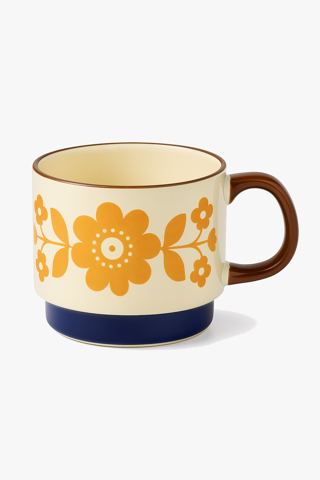 Set Japanese cups retro ceramic floral pattern