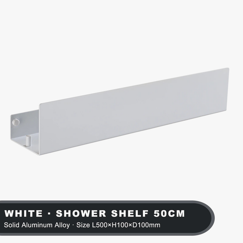 Wall storage shelf with aluminium hooks for kitchen and shower - view 7