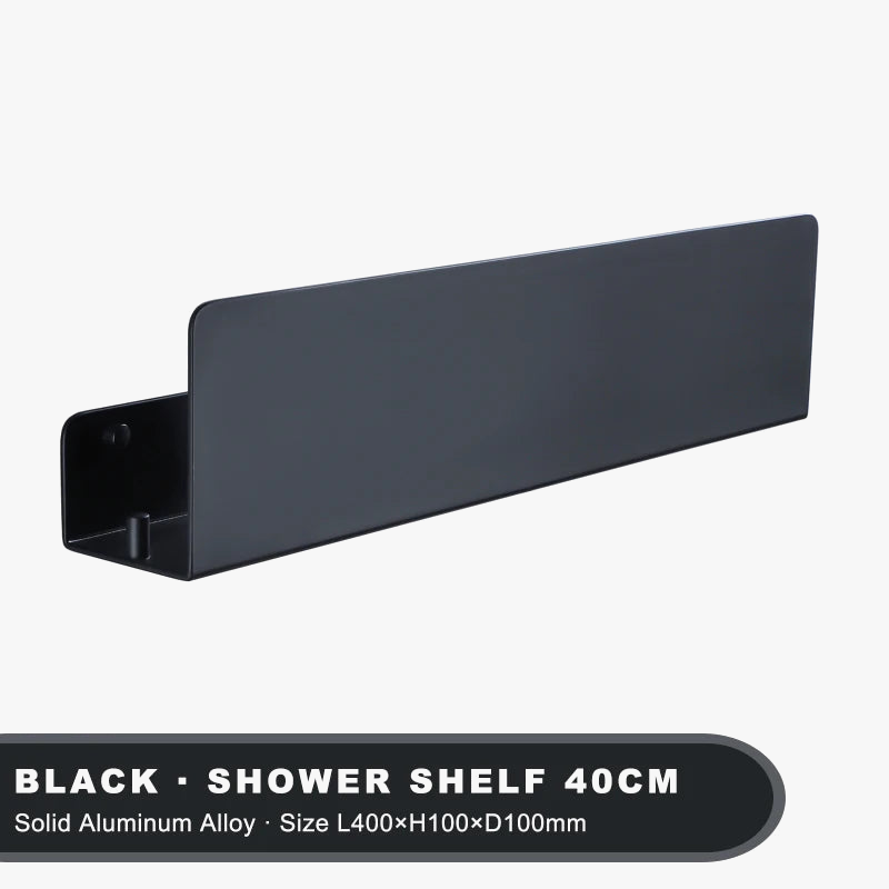Wall storage shelf with aluminium hooks for kitchen and shower - view 9