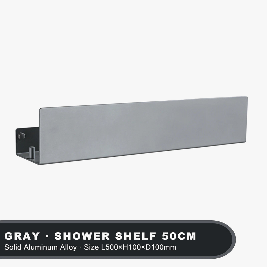 Wall storage shelf with aluminium hooks for kitchen and shower - view 10