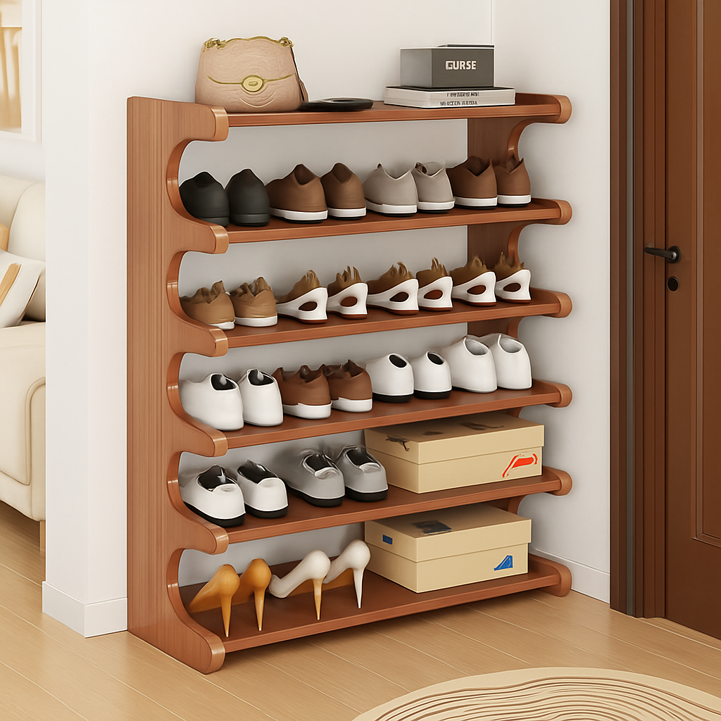 Storage floor with multilayered wooden shoes that resists moisture