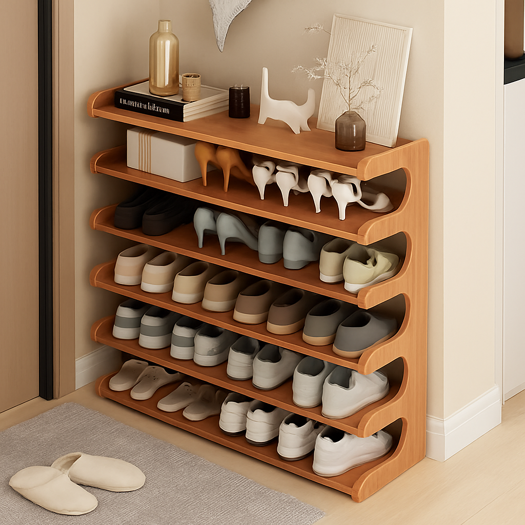 Storage floor with multilayered wooden shoes that resists moisture - view 2