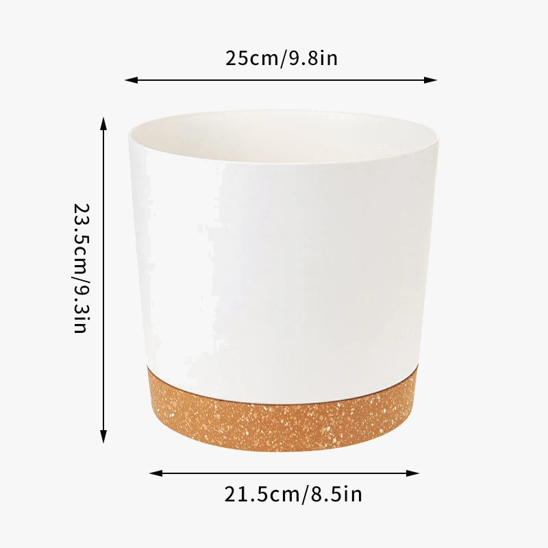 Large plastic circular pot for indoor plants with drainage and tray - view 8