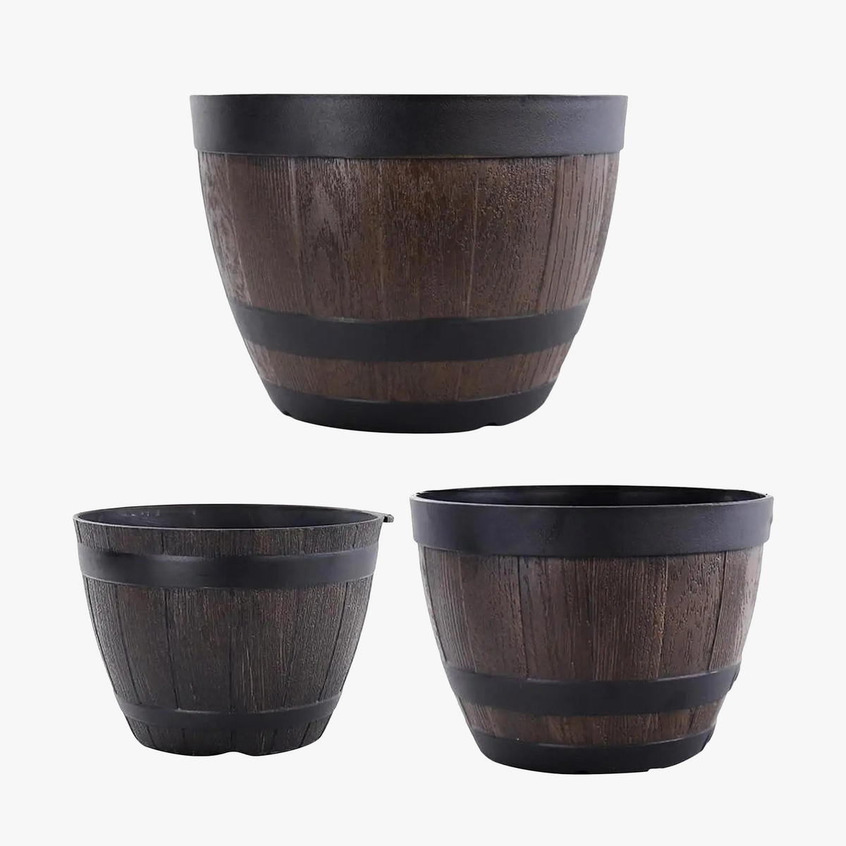 Large flower pot resistant resin barrel for outdoor interior - view 2