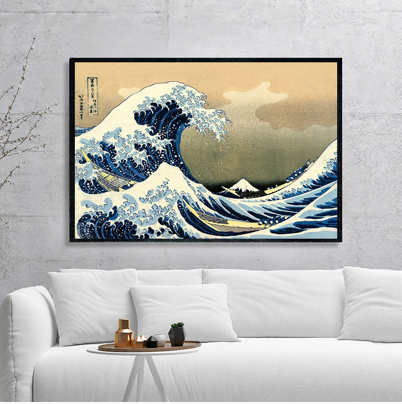 Great wave of Japanese vintage art kanagawa print on canvas