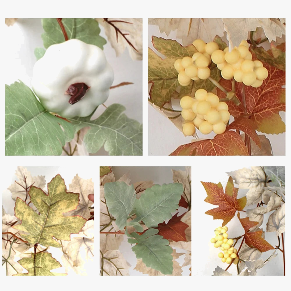Autumn garland pumpkins berries and maple leaves - view 2