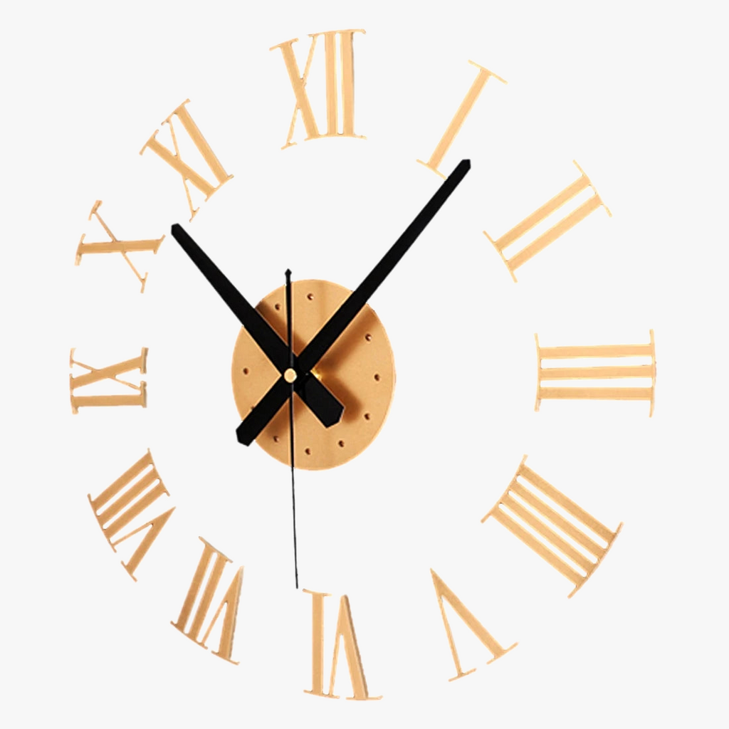 3D wall clock with Roman numerals to customize artistic decoration