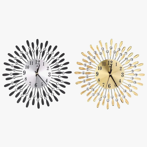 3d wall clock large size style sun with shiny rhinestones - view 3