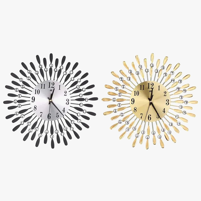 3d wall clock large size style sun with shiny rhinestones - view 5