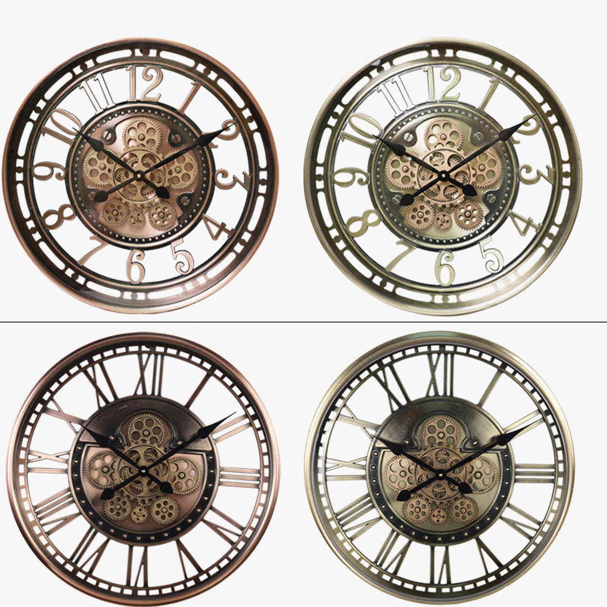 Ancient wall clock in decorative metal with gears - view 6