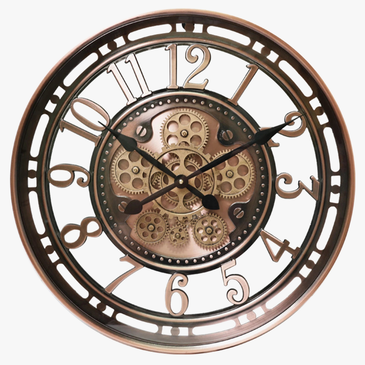 Ancient wall clock in decorative metal with gears - view 7