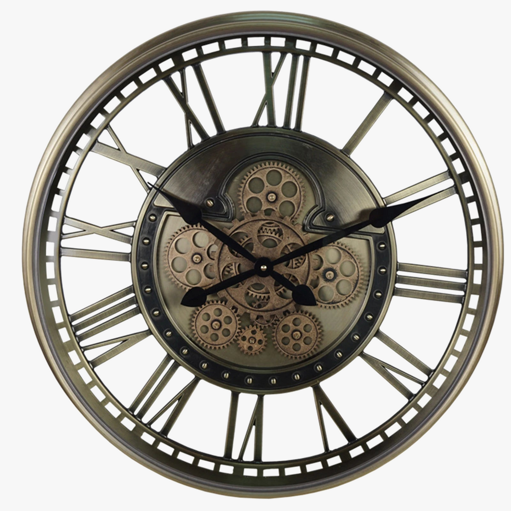 Ancient wall clock in decorative metal with gears - view 8