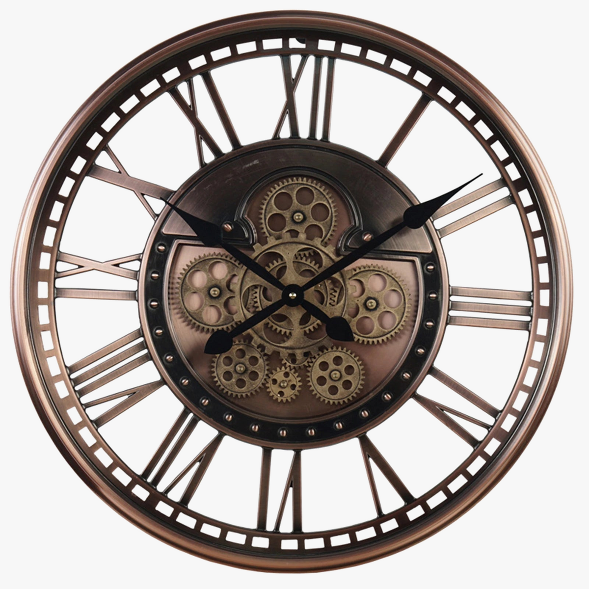 Ancient wall clock in decorative metal with gears - view 9