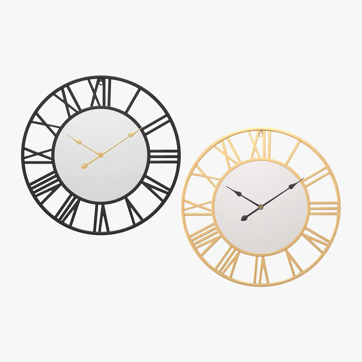 Decorative wall clock with 12 hours display and Roman numerals