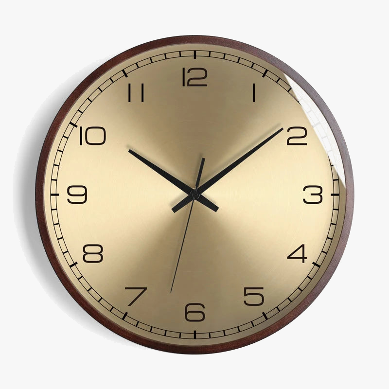 Modern design wall clock in silent and creative gold wood - view 3