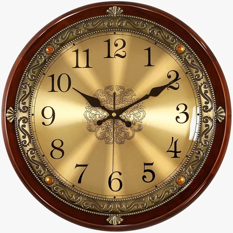 Wooden wall clock and metal retro Nordic style silent