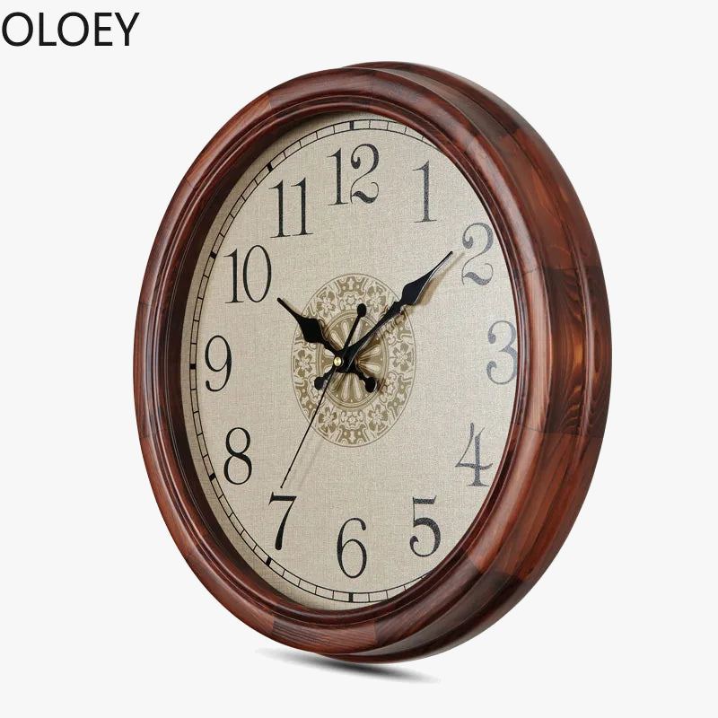 Wall clock in solid wood retro silent mechanism style shabby chic