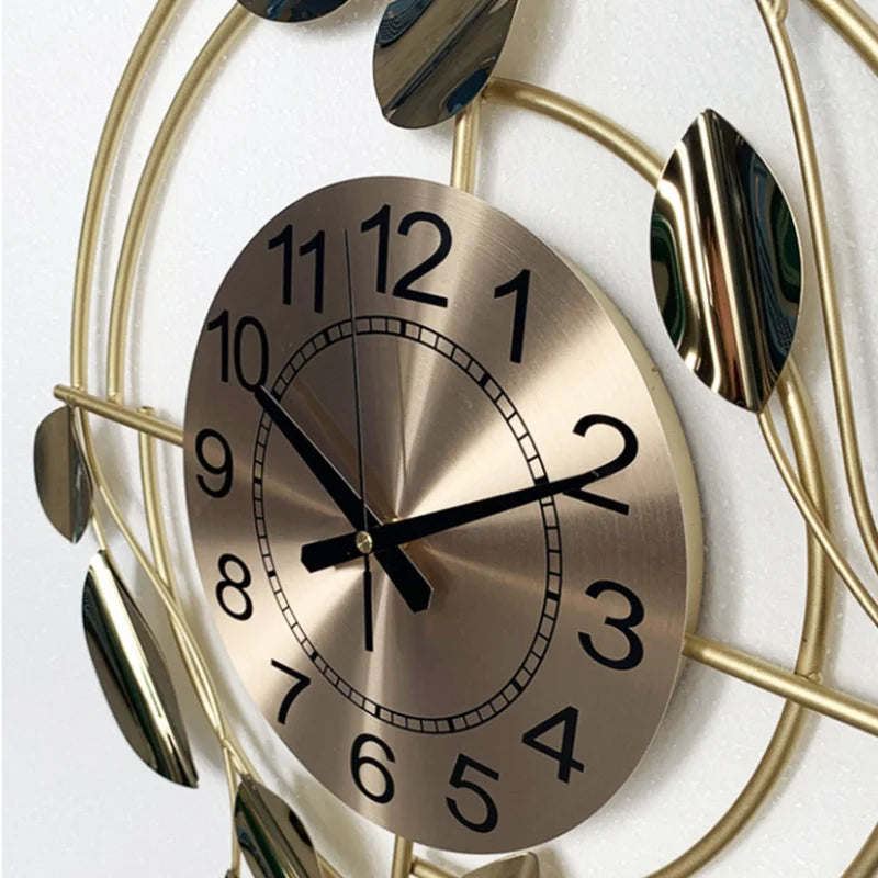 Wall clock in gold metal Nordic design silent luxury scanning - view 4