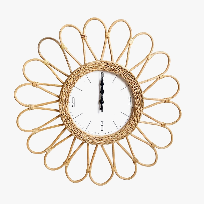Wall clock in woven rattan design simple to hang - view 3