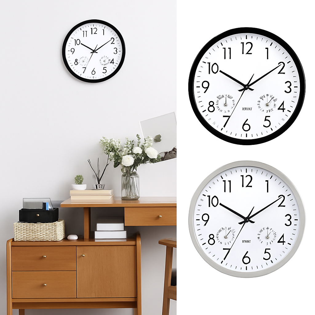 Waterproof wall clock with temperature and humidity display - view 2