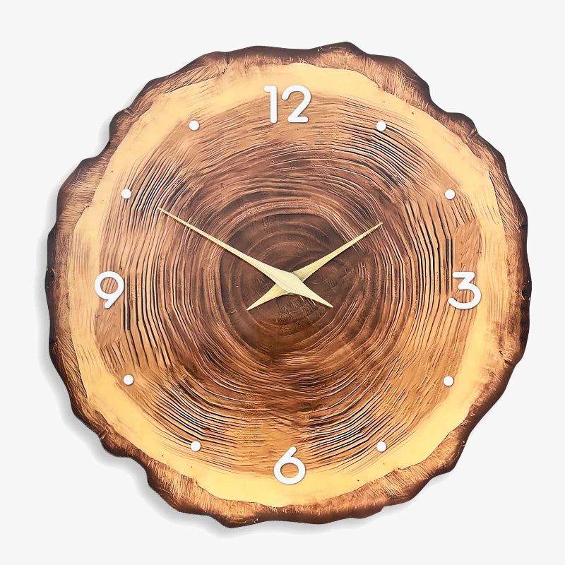 Modern wall clock in fake wood for interior decoration