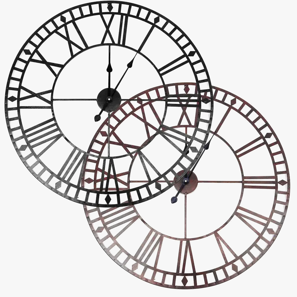Modern wall clock in black iron Roman numerals interior decoration - view 3
