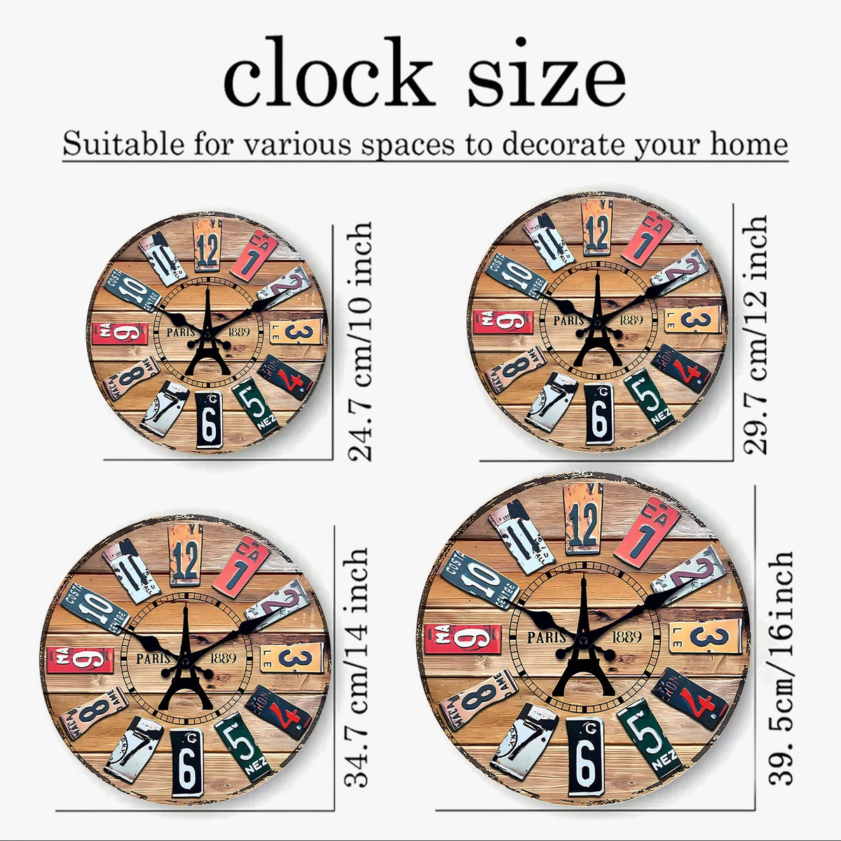 Digital retro decorative silent retro wooden wall clock - view 2