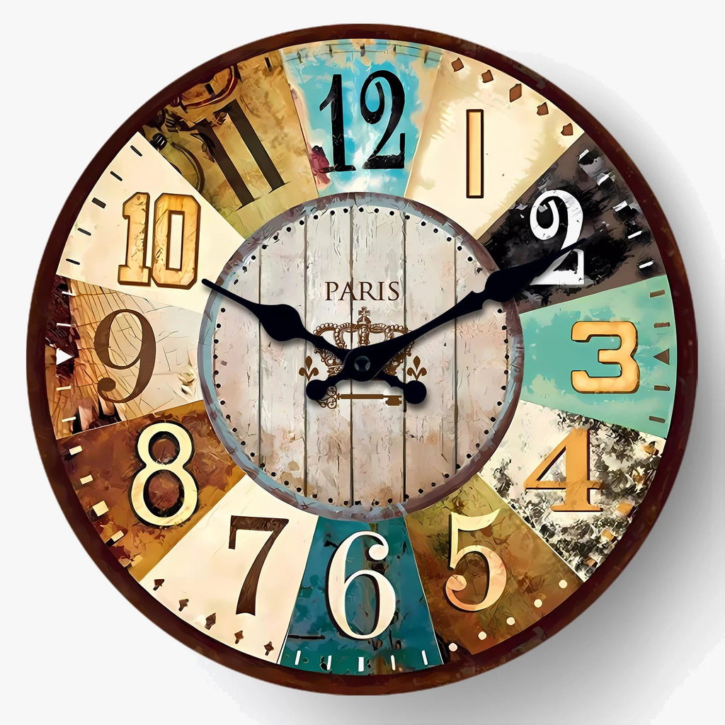 Wooden retro wall clock for silent interior decoration