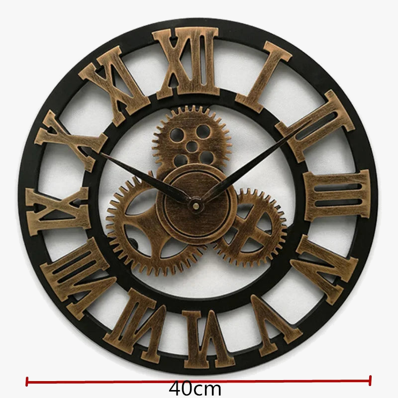 Retro wooden wall clock industrial style for interior decoration - view 3