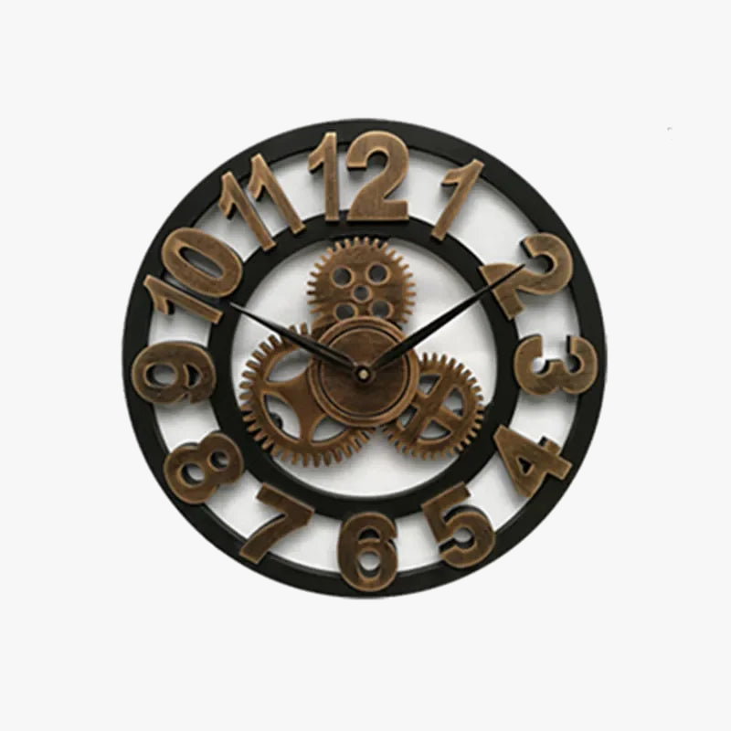 Retro wooden wall clock industrial style for interior decoration - view 5