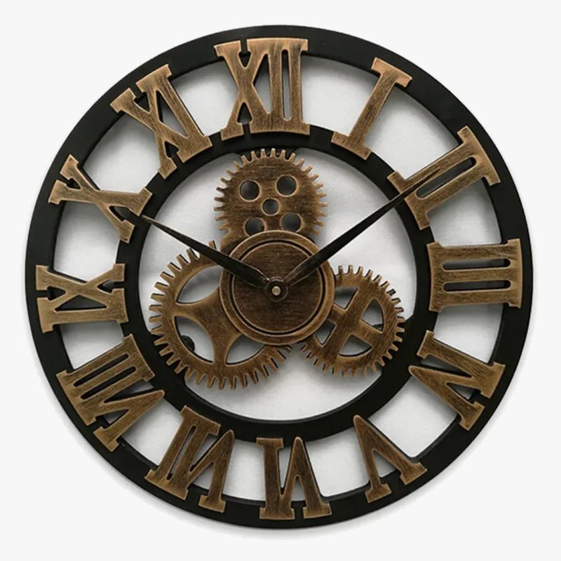 Retro wooden wall clock industrial style for interior decoration