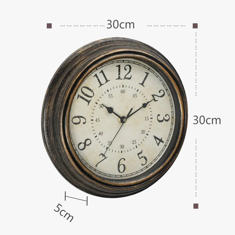 Silent antique retro style wall clock with quartz - view 3