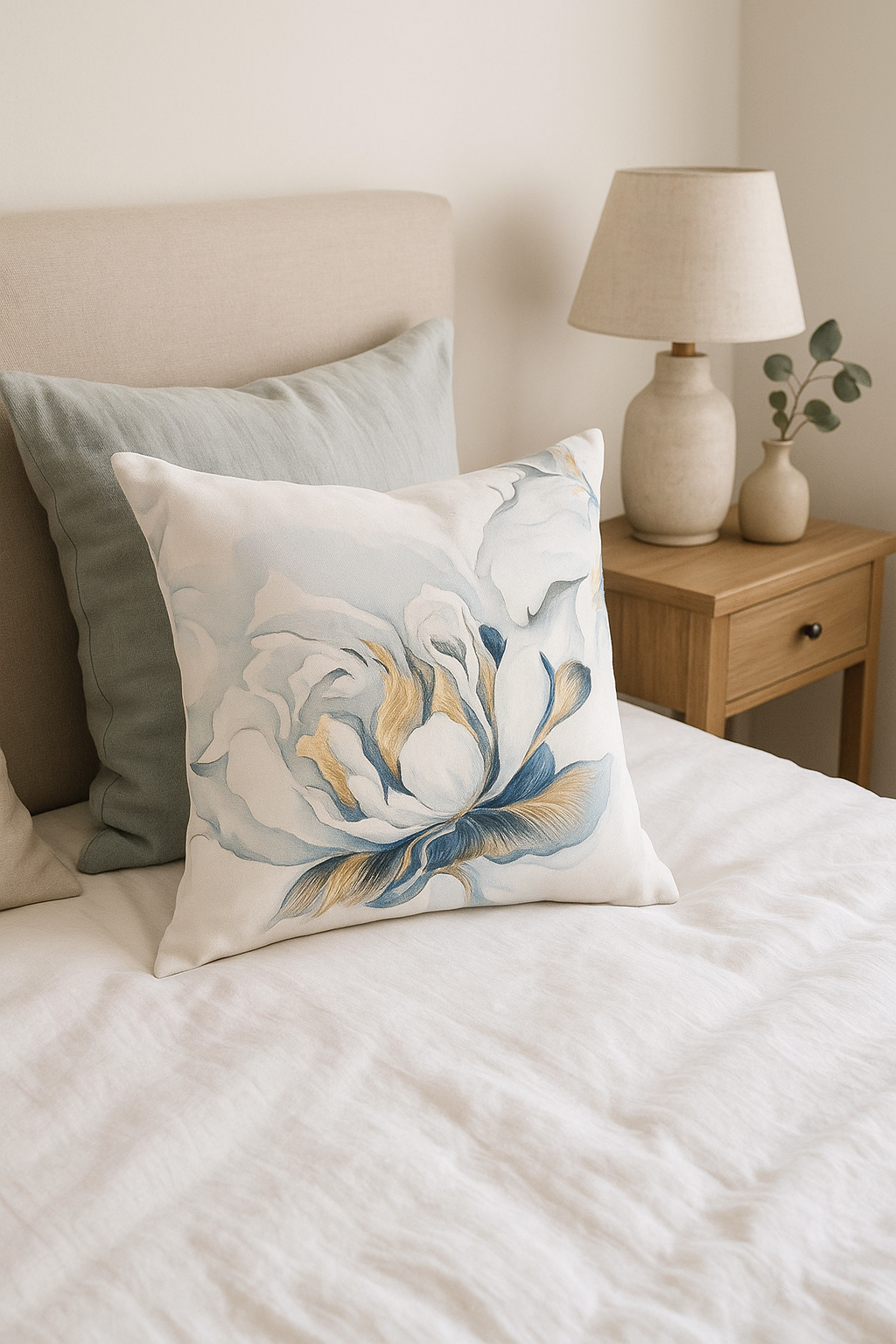 Elegant ginkgo floral pattern throw pillow cover - view 2