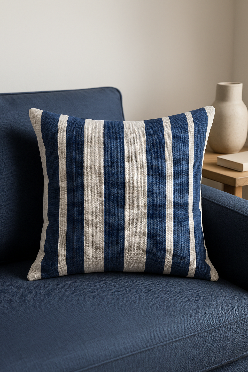 Throw pillow cover with geometric dark blue pattern for interior decoration - view 2