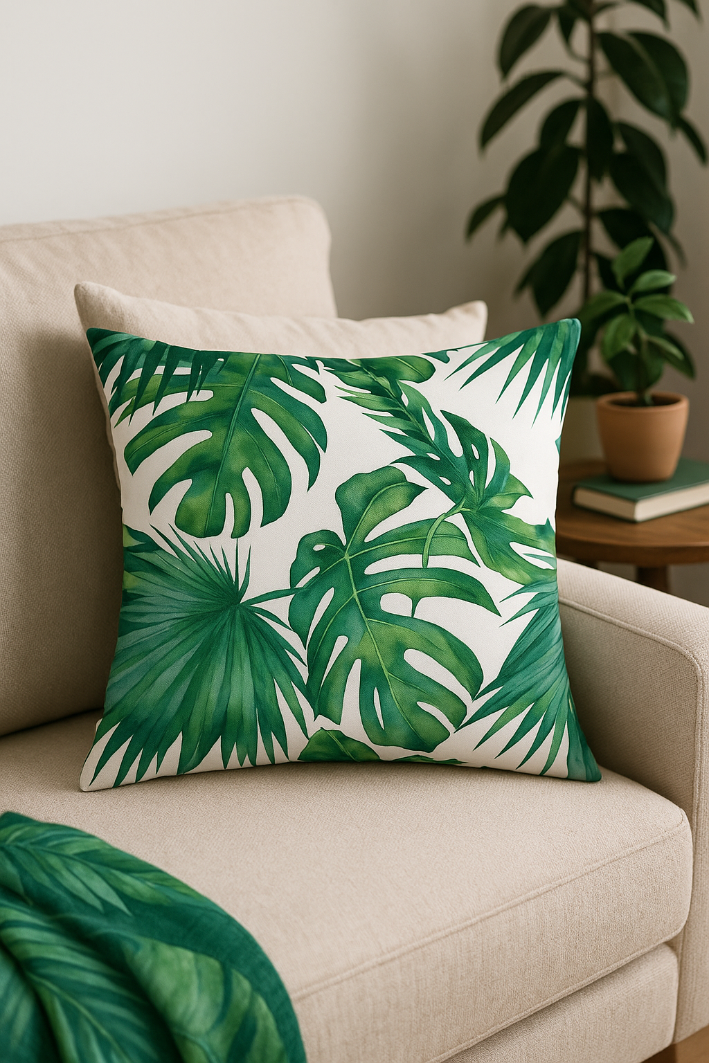 Tropical pattern throw pillow cover for elegant sofa - view 2