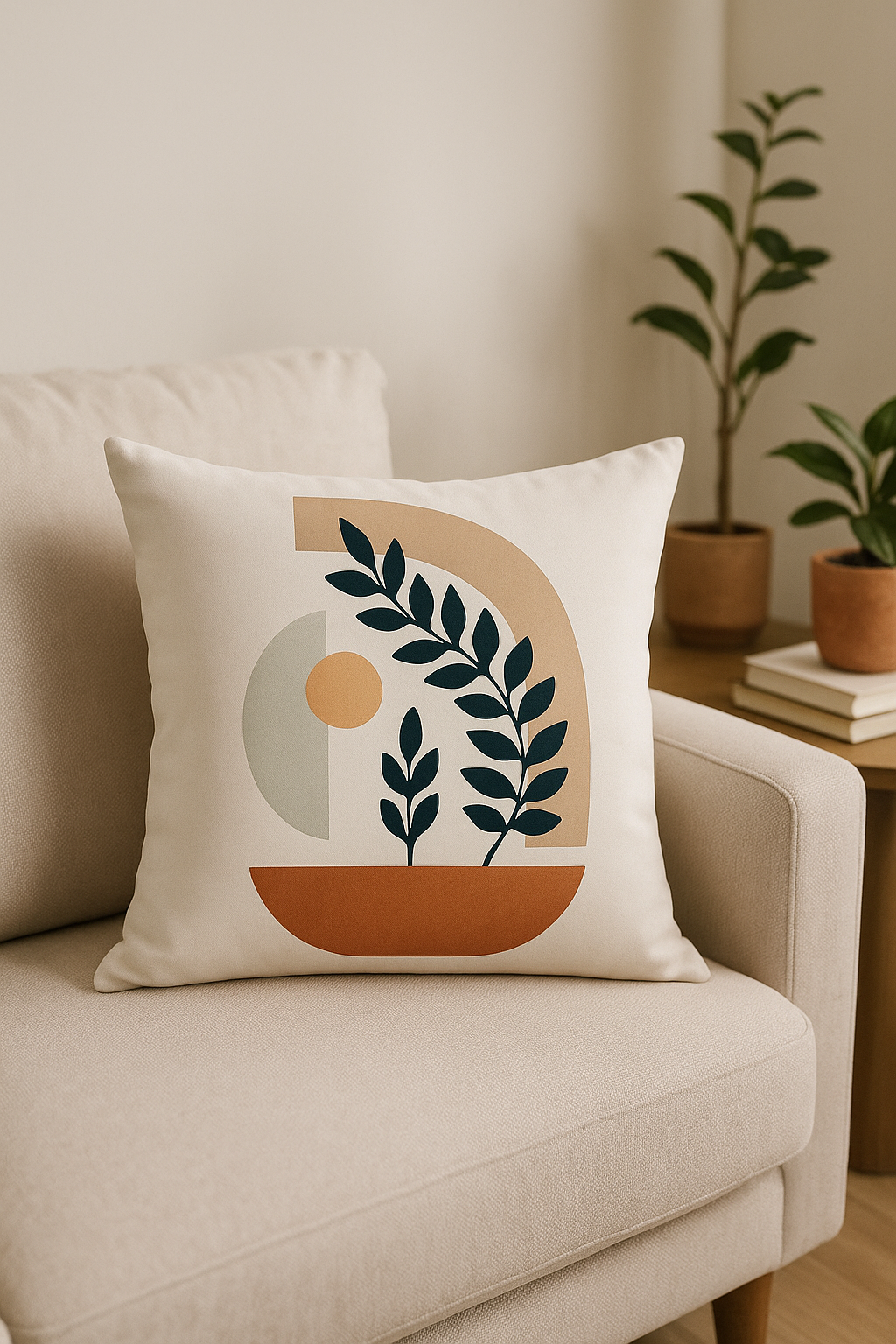 Abstract throw pillow cover art plant 45 cm x 45 cm - view 2